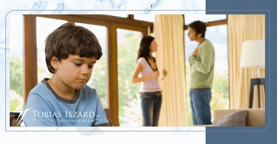 Sad Child with Parents Arguing